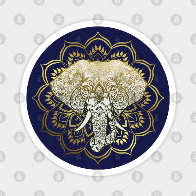 Golden Mandala Elephant Magnet by Bluepress